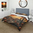 thumbnail image 1 of Designart "Tangerine Amber Cactus Desert Dusk Saguaro" Floral & Botanical Bedding Covert Set - Cactus Orange Floral Bed Set With 1 Sham, 1 of 6