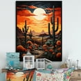 thumbnail image 1 of Designart "Tangerine Amber Cactus Desert Dusk Saguaro" Floral & Botanical Floater Framed Canvas Art Print, 1 of 7