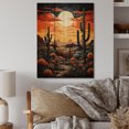 thumbnail image 1 of Designart "Tangerine Amber Cactus Desert Dusk Saguaro" Floral & Botanical Print on Natural Pine Wood, 1 of 5