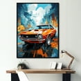 thumbnail image 1 of Designart "Tangerine American Power Car Mosaic" Car Vintage Floater Framed Canvas Wall Art, 1 of 5