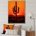 thumbnail image 1 of Designart "Tangerine Onyx Cactus Desert Dusk Saguaro" Floral & Botanical Floater Framed Wall Art Living Room, 1 of 7