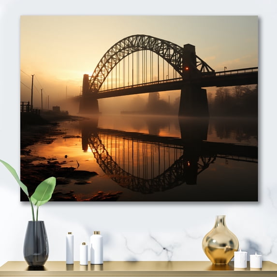 Designart "Tangerine Overpass At Sunrise" Architecture Wall Decor