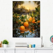 Designart "Tangerine Twilight In Sunset Sienna" Fruits Canvas Art Print