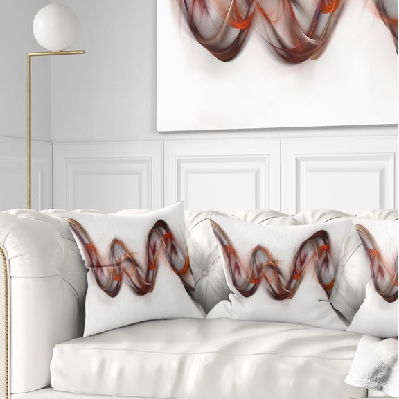 Designart Tangled Brown Silver Waves - Abstract Throw Pillow - 16x16