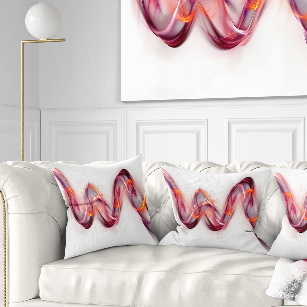 Designart Tangled Pink Gold Waves - Abstract Throw Pillow - 18x18