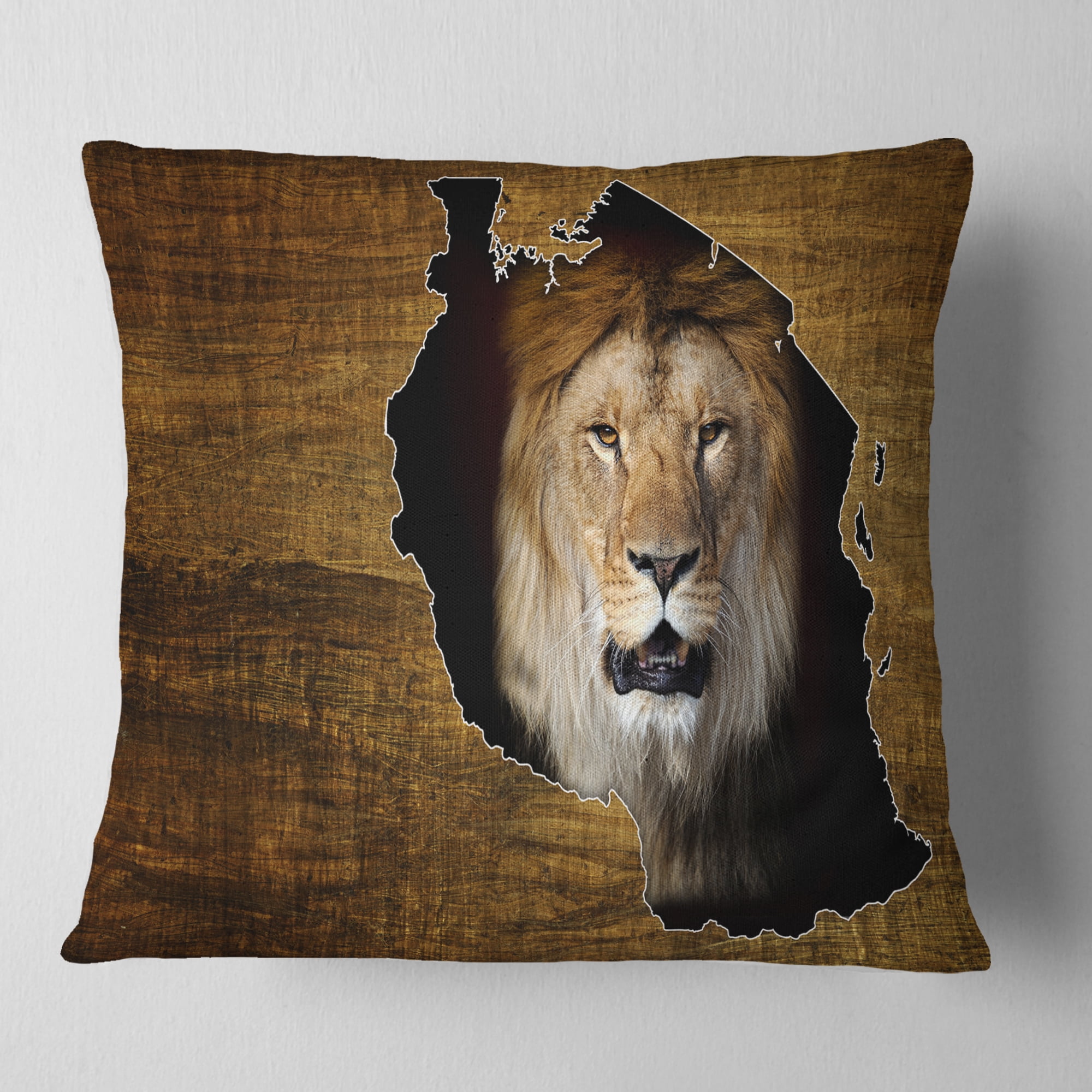 Designart Tanzania Wildlife Map Design - Abstract Throw Pillow - 18x18