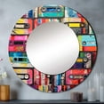 thumbnail image 1 of Designart "Tape Mosaic Cassette Tapes I" Cassette Tapes Rund Mirror For Wall Decor - Large Multi-Color Round Print Mirror - Round Industrial Mirror 23" x 23" Inch - Wall Mounted Round Large Mirror, 1 of 5