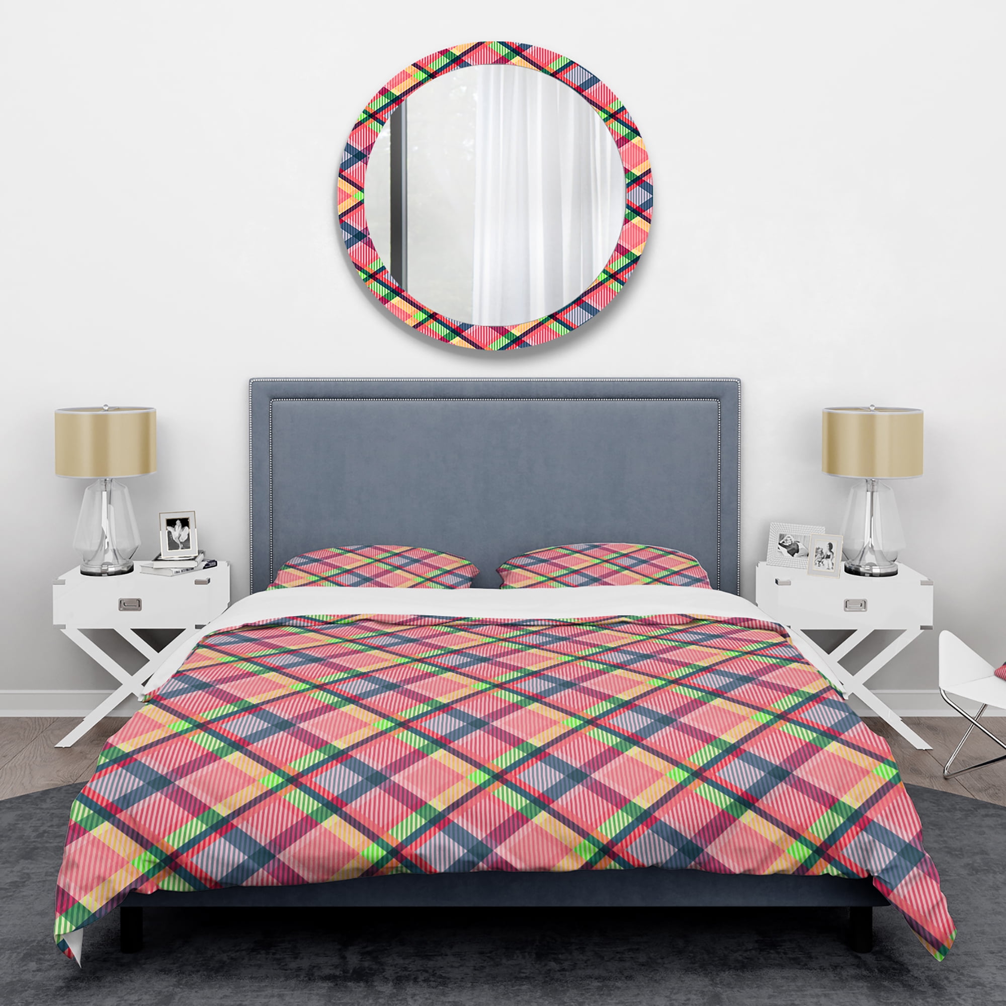 Designart 'Tartan Geometrical Texture I ' Mid-Century Modern Duvet Cover Set