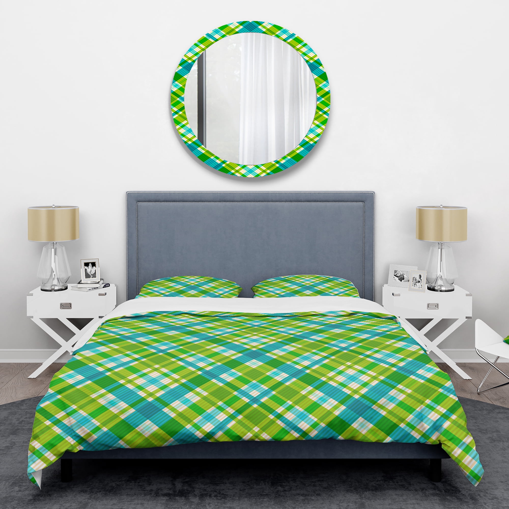 Designart 'Tartan Geometrical Texture II' Mid-Century Modern Duvet Cover Set