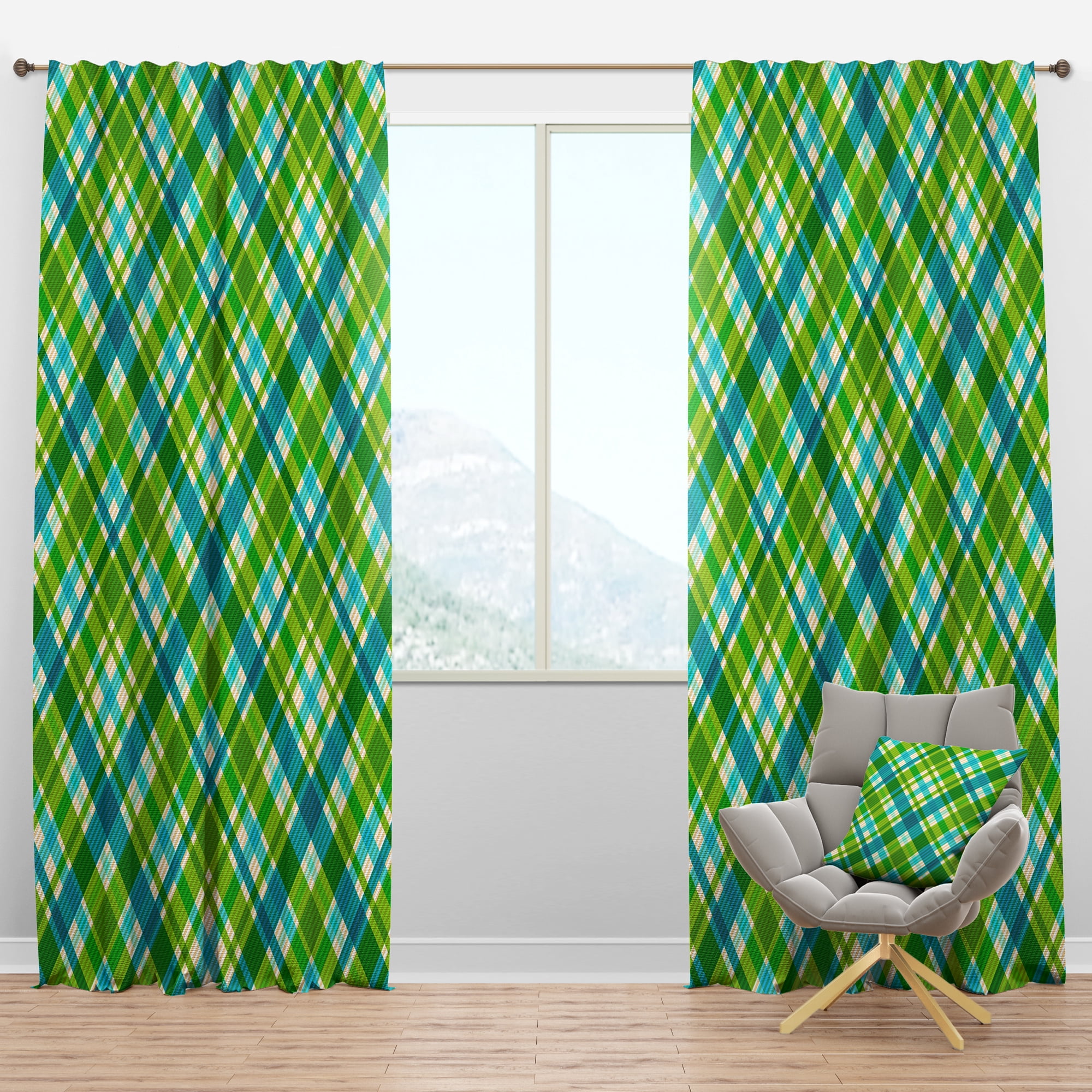 Designart 'Tartan Texture Geometrical Retro II' Mid-Century Modern Blackout Curtain Panel