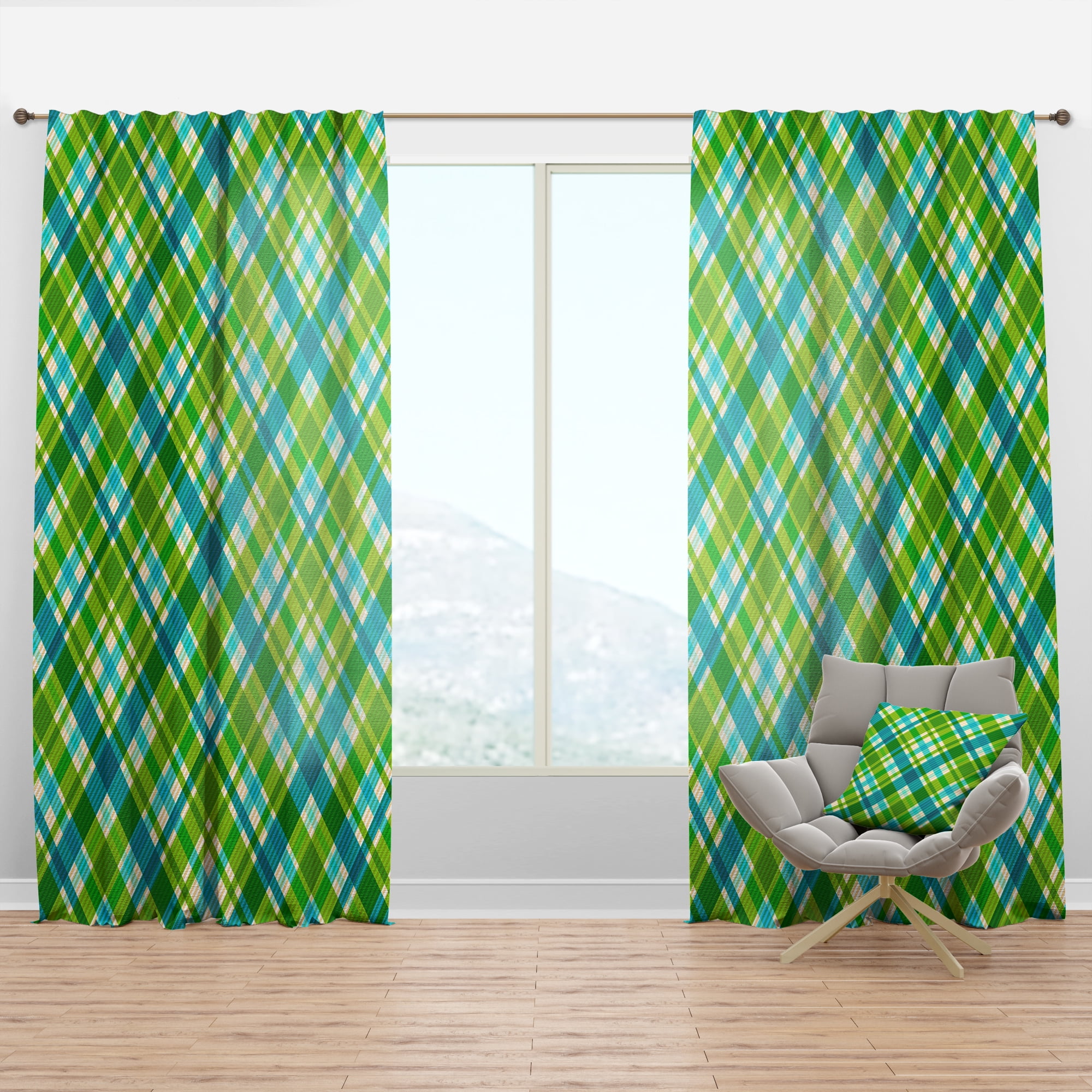 Designart 'Tartan Texture Geometrical Retro II' Mid-Century Modern Curtain Panel