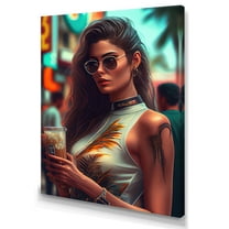 Designart Tatooed Woman On The Street Canvas Wall Art