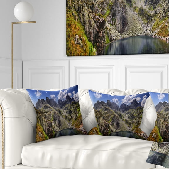 Designart Tatra Mountains Panorama - Landscape Photo Throw Pillow - 16x16