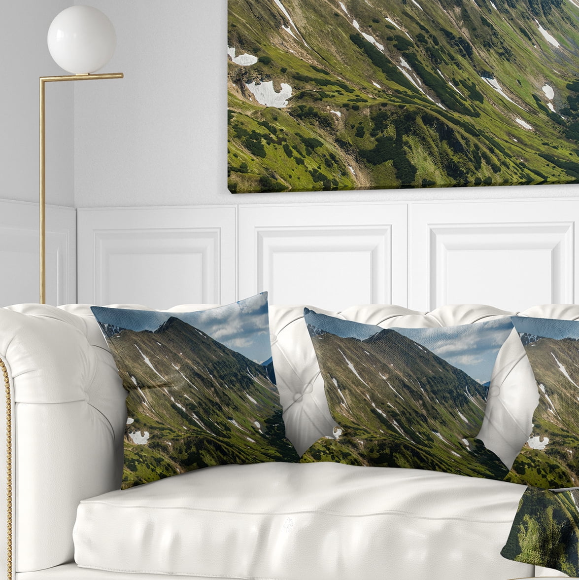 Designart Tatra Mountains Panoramic View - Landscape Printed Throw Pillow - 18x18