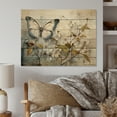 thumbnail image 1 of Designart "Taupe Butterfly Moment Of Fortune" Animals Print on Natural Pine Wood, 1 of 5