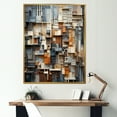 thumbnail image 1 of Designart "Taupe Geometric Urban Puzzle I" Skyscrapers Floater Framed Wall Art Prints, 1 of 5