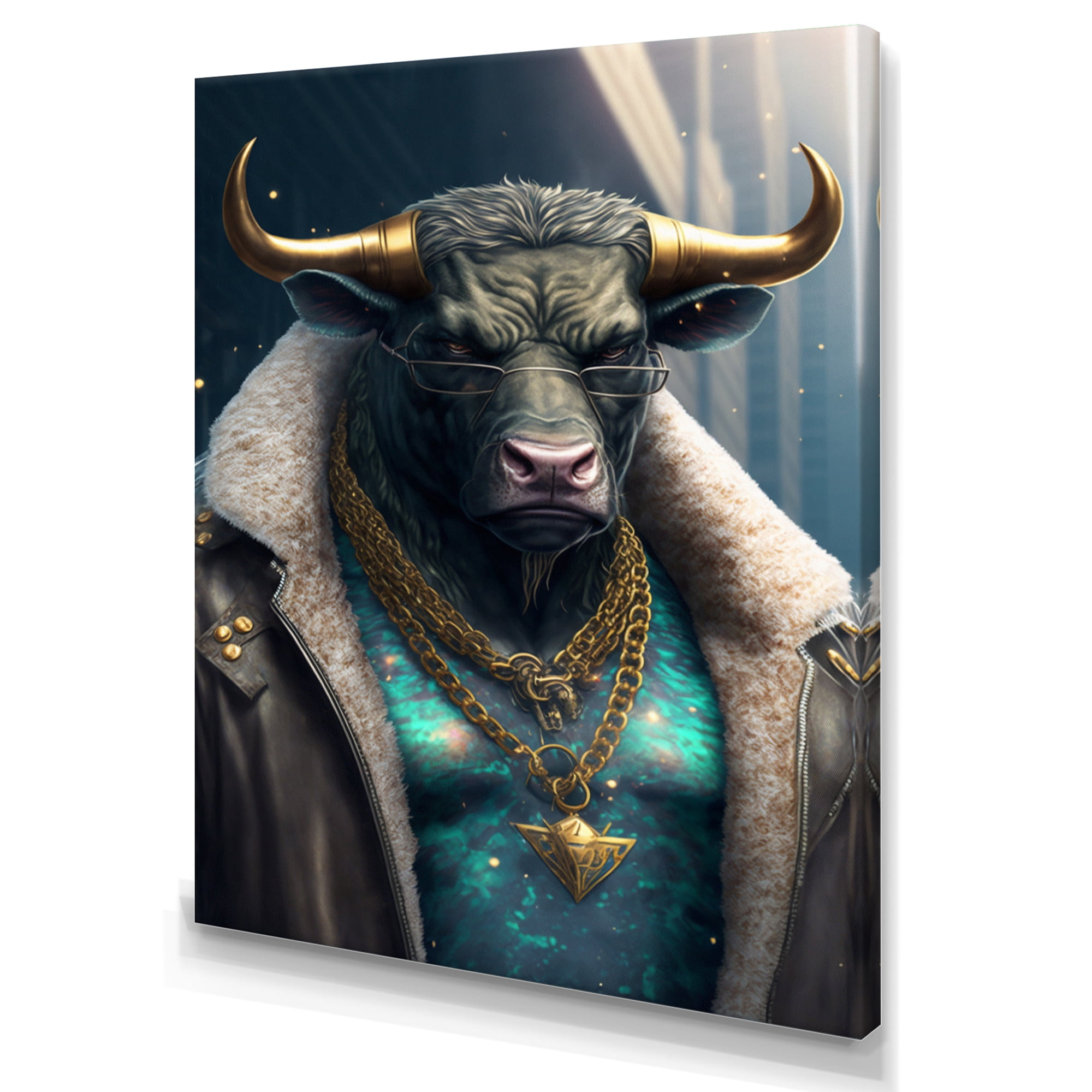 Designart Taurus Gangster In NYC II Canvas Wall Art