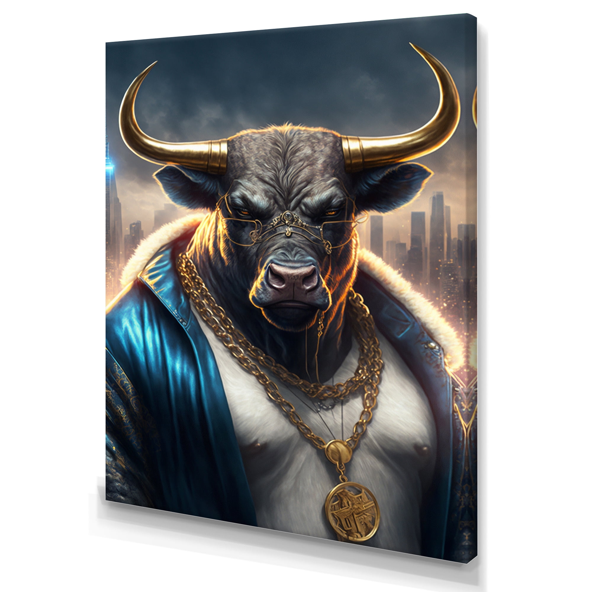 Designart Taurus Gangster In NYC III Canvas Wall Art