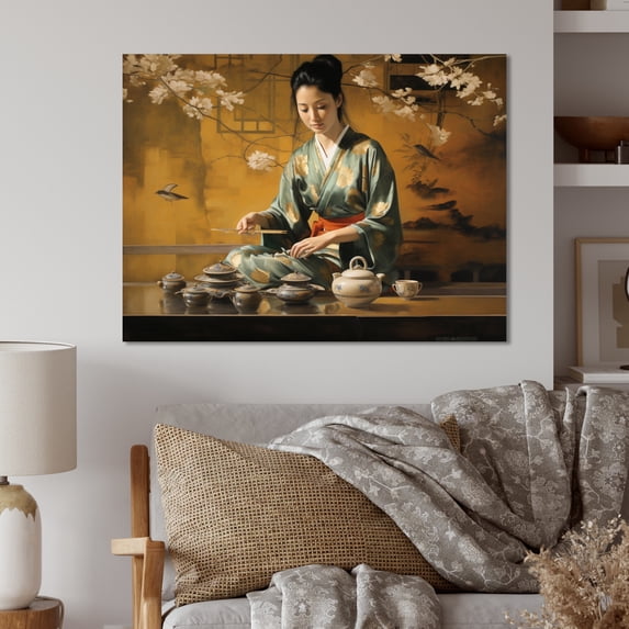 Designart "Tea Ceremony Asian Painting III" Asian Metal Wall Art Prints