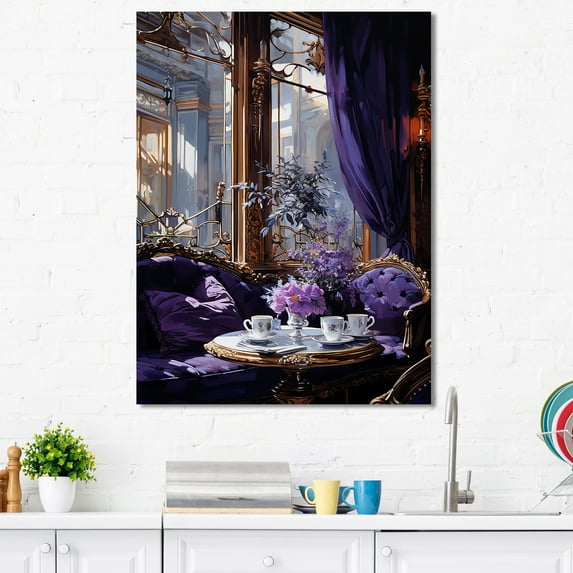 Designart "Tea Time In Viennese Velvet" Coffee Canvas Art Print