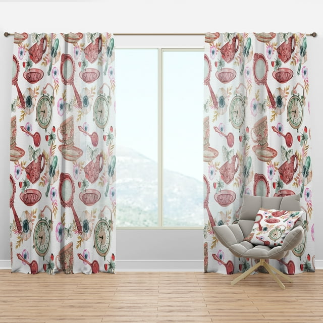 Designart 'Tea in Watercolor Pattern' Modern Curtain Panel