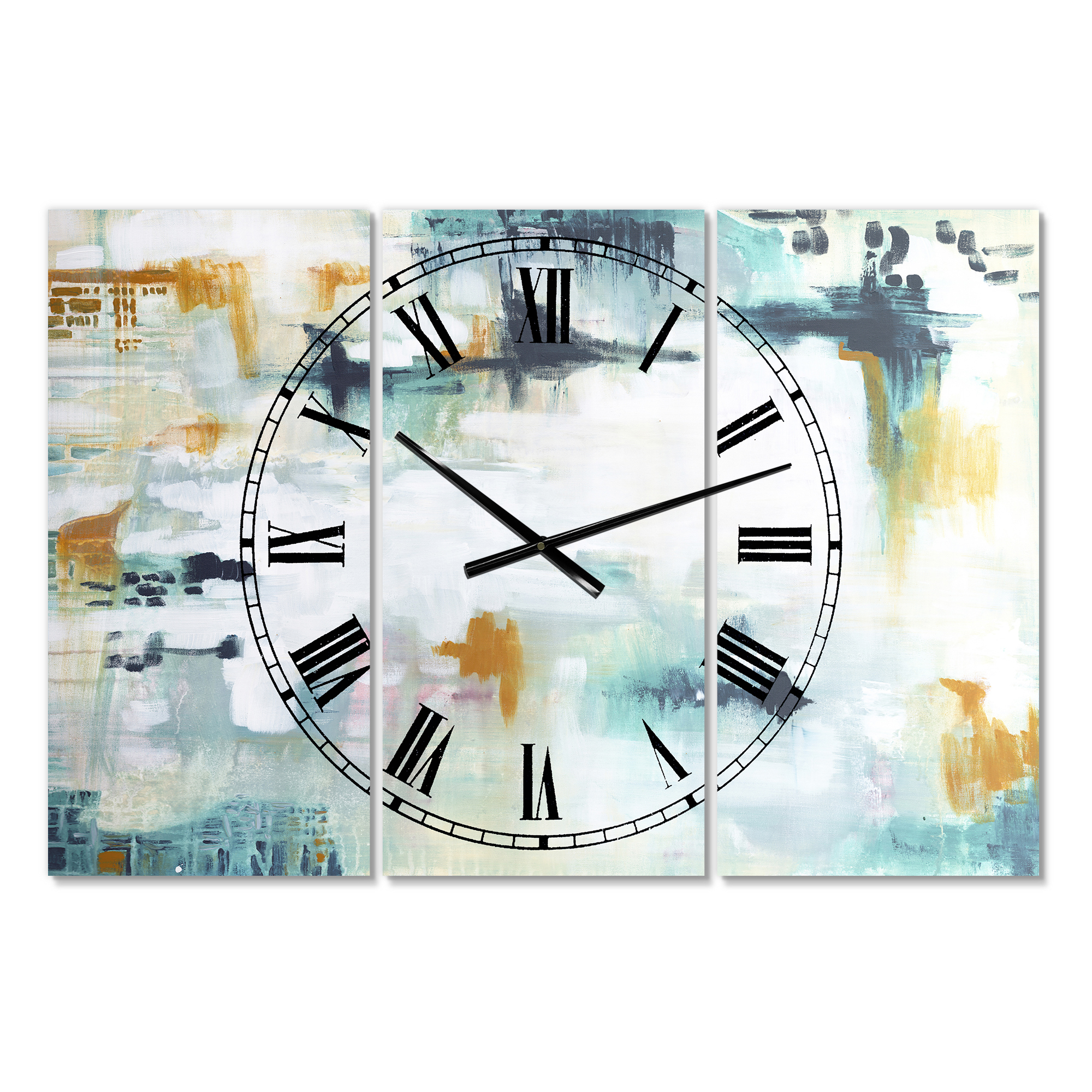Designart 'Teal And White Composition ' Oversized Modern Wall Clock