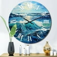 thumbnail image 1 of Designart "Teal Blue Ocean Coastal Charm Pointillism" Nautical & Beach Oversized Wall Clock, 1 of 5