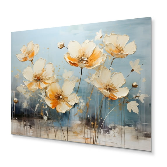 Designart "Teal Buttercups love expression" Floral Metal Wall Decor