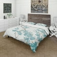 thumbnail image 1 of Designart 'Teal Cherry Blossoms II' Farmhouse Duvet Cover Set, 1 of 4