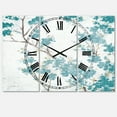 thumbnail image 1 of Designart 'Teal Cherry Blossoms II' Traditional Wall Clock, 1 of 3