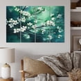 thumbnail image 1 of Designart "Teal Cherry Blossoms Whispering Their Beauty I" Floral Metal Wall Decor Set, 1 of 5