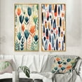 thumbnail image 1 of Designart "Teal Coral Scandinave Floral Pattern Coastal Florals" Abstract Framed Wall Art Set Of 2 - Teal Floral Framed Canvas Set For Living Room Decor, 1 of 7