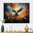 thumbnail image 1 of Designart "Teal Dove Winged Harmony composition" Animals Metal Art Print, 1 of 5