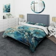 thumbnail image 1 of Designart "Teal Gold Fractal Mystic Mirage II" Modern Bedding Covert Set - Fractals Teal Abstract Bed Set With 1 Sham, 1 of 6
