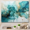 thumbnail image 1 of Designart "Teal Gold Fractal Mystic Mirage III" Modern Wall Art Print, 1 of 5