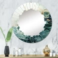 thumbnail image 1 of Designart "Teal Gold Minimalism Serenity In Flow" Minimalism Round Wall Mirror - Modern Oval Printed Decorative Oversized Mirror - Multiple Color Options, 1 of 4