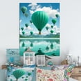 thumbnail image 1 of Designart "Teal Hot Air Ballons composition" Hot Air Balloon Metal Wall Decor, 1 of 5