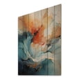 thumbnail image 1 of Designart "Teal Orange Bold Abstract Flow composition II" Abstract Collages Print on Natural Pine Wood, 1 of 5