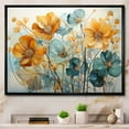 thumbnail image 1 of Designart "Teal Orange botanic particles I" Abstract Botanicals Floater Framed Wall Art Print, 1 of 7