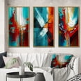 thumbnail image 1 of Designart "Teal Rhythms Abstract Awakening I" Abstract Painting Framed Wall Art Set Of 3 - Red Modern Frame Gallery Wall Set For Home Decor, 1 of 6