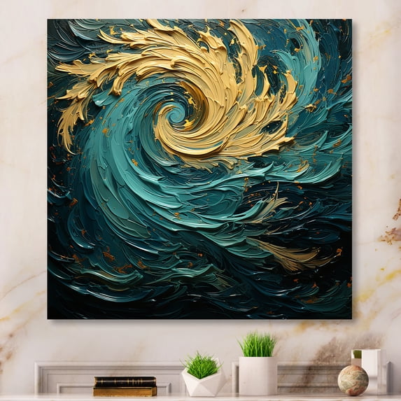 Designart "Teal Spiral Of Majestic Motion I" Abstract Spirals Wall Art Prints