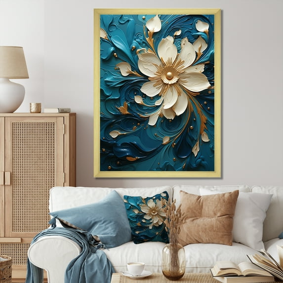 Designart "Teal Spiral Of Majestic Motion II" Abstract Spirals Picture Framed Wall Art Living Room