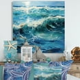 thumbnail image 1 of Designart "Teal White Ocean Charm Pointillism I" Nautical & Beach Metal Wall Art Prints, 1 of 1