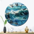 thumbnail image 1 of Designart "Teal White Ocean Charm Pointillism I" Nautical & Beach Oversized Wall Clock, 1 of 5