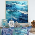 thumbnail image 1 of Designart "Teal White Ocean Charm Pointillism II" Nautical & Beach Floater Framed Canvas Print, 1 of 7