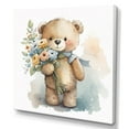 thumbnail image 1 of Designart Teddy Bear Love Holding Flowers II Canvas Wall Art, 1 of 5
