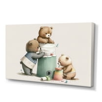 Designart Teddy Bears Building A Tower Of Toilet Paper Canvas Wall Art
