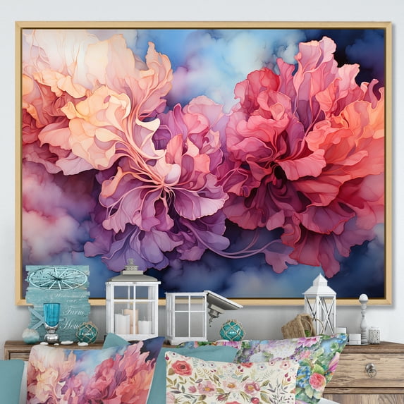 Designart "Tempestuous Clouds Ink Panorama" Clouds Floater Framed Wall Art Living Room