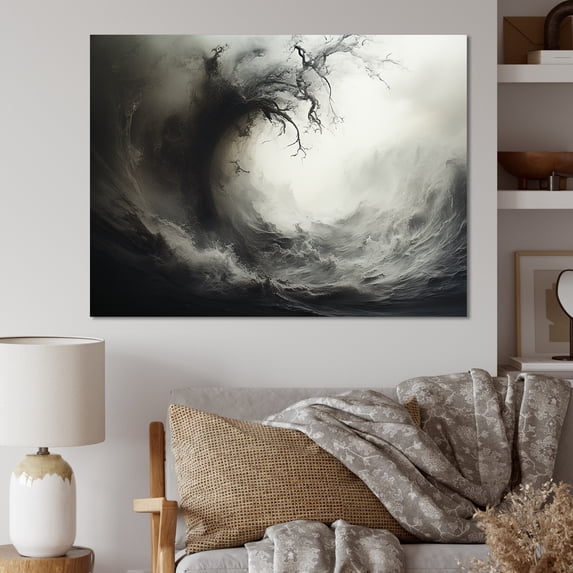 Designart "Tempestuous Dance Grey Storm I" Landscapes Canvas Print