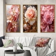 thumbnail image 1 of Designart "Tender Art Liquid Flowers in White and Light Pink IV" Abstract Shapes Framed Wall Art Set Of 3 - Pink Transitional Frame Canvas Set For Living Room Decor, 1 of 6